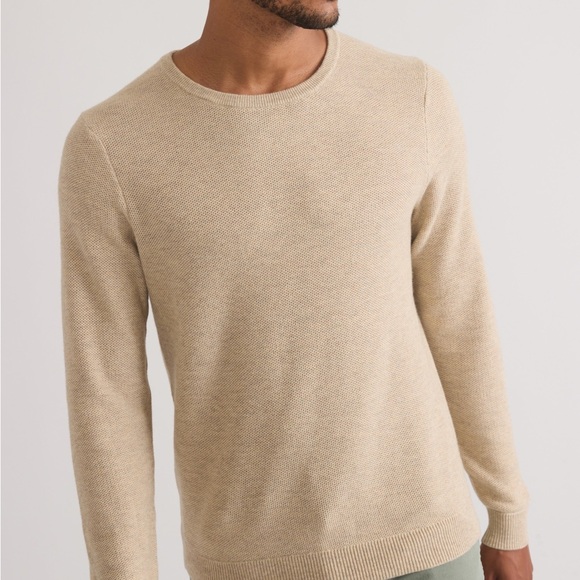 Marine Layer Men's merino wool blend Tan Crewneck Sweater Medium